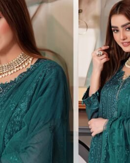 Momal luxury Embroidered Chiffon Three Piece 3989