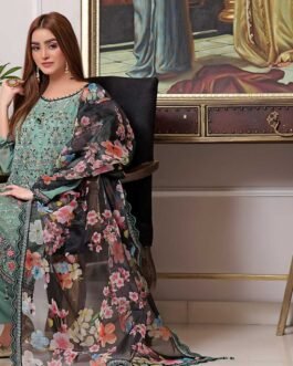 Momal luxury Embroidered Chiffon Three Piece 3981