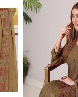 Momal luxury Embroidered Chiffon Three Piece 3982